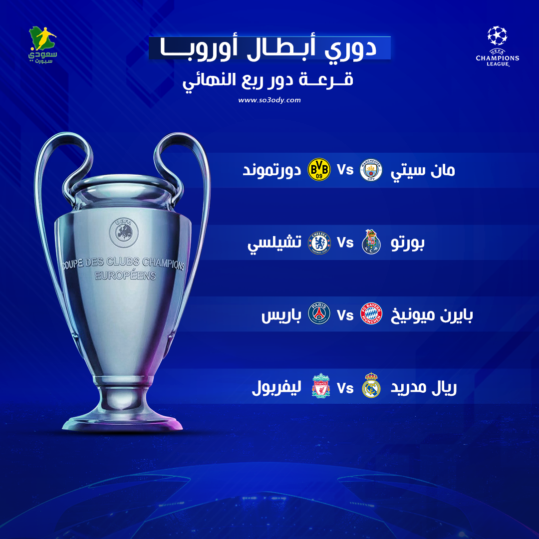 مباريات نارية في ربع نهائي دوري الابطال - ريال مدريد- ليفربول, بايرن- باريس سان جيرمان