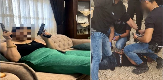 اعتقال شابة (22 عامًا) من طرعان بعد تصوير مقطع فيديو وهي تحمل مسدسين بيديها