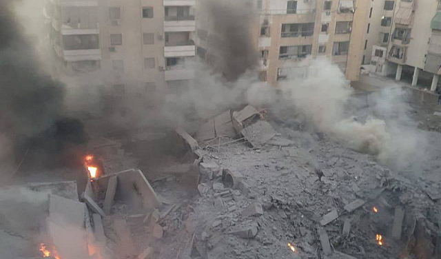 المستهدف حسن نصر الله- في قصف اسرائيلي لم يشهد له مثيل على الضاحية في بيروت-لبنان