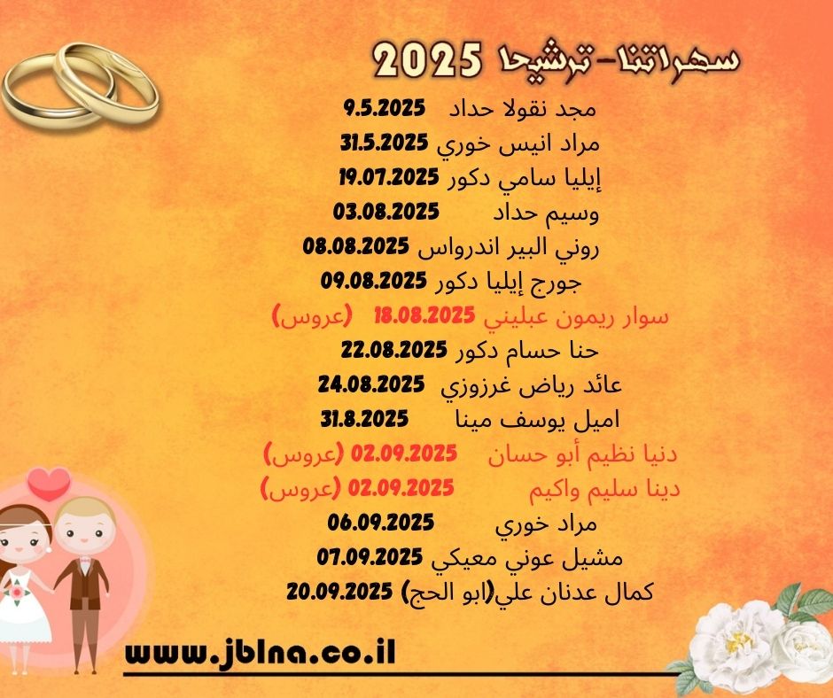 قائمة مناسبات وافراح صيف 2025